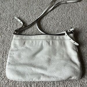 Halogen White Leather Crossbody Bag
